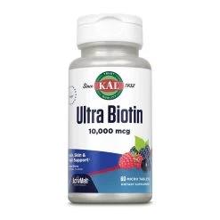 KAL Ultra Biotin 10000mcg 60 Mixed Berry Lozenges